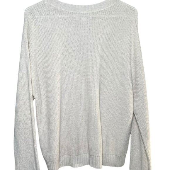 American Eagle Small Sweater White Knit Minimalist Cotton Blend AE Tops Spring S - Picture 5 of 9